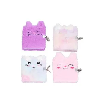 Kancelář Deníček nelinkovaný se zámkem 10,5x15 cm plyš, 70 stran