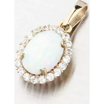 Přívěsek Dámský přívěsek žluté zlato 585 zirkon bílý opál 522P-130510