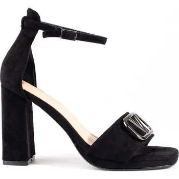 Dámské sandále Dámské černé sandály na vysokém hrubém podpatku Vinceza 23-20202B Velikost: 39