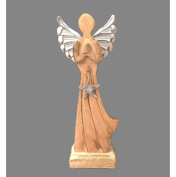 Vánoční dekorace Prodex Import Anděl dřevo kovová křídla 32cm