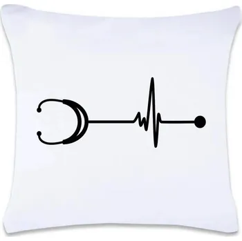 Dekorativní polštářek DOBRÝ TRIKO Polštář s potiskem Tep stetoskop 40 x 40 cm Oboustranný tisk: NE