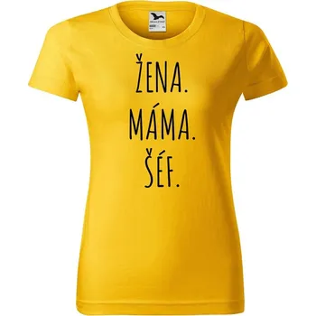 Dámské tričko DOBRÝ TRIKO Dámské tričko s potiskem Žena, máma, šéf Barva: Žlutá, Velikost: XL