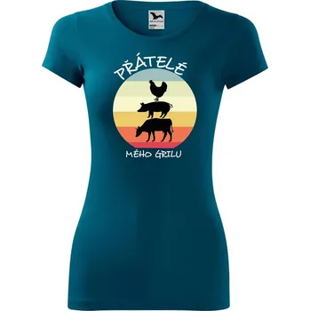 Dámské oblečení DOBRÝ TRIKO Dámské tričko Přátelé mého grilu Velikost: S, Barva: Petrolejová