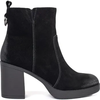 Dámské kozačky Černé kožené kotníkové dámské boty na sloupku Sergio Leone, podpatek 8 cm BT673-S-B Velikost: 40