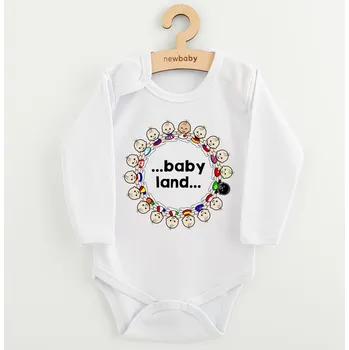 Kojenecký body Dětské body s potiskem New Baby ...baby land..., vel. 80 (9-12m)
