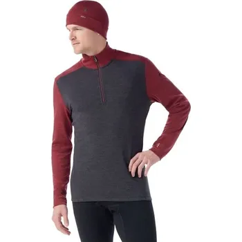 Oblečení a móda Pánské termo triko Smartwool CLASSIC THERMAL MERINO BL 1/4 ZIP M Tmavě šedá, Vínová