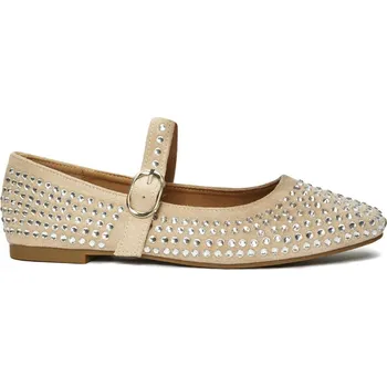 Dámské baleríny Béžové dámské balerínky s cvočky T613BE Velikost: 39