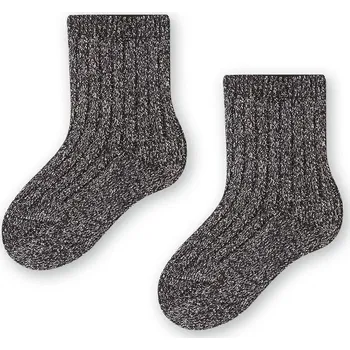 Černo-stříbrné třpytivé bambusové ponožky pro miminka Art.145 WM015, BLACK - SILVER Velikost: 11-13 měsíců