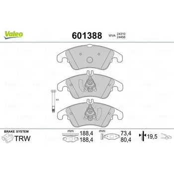 Brzdová destička Sada brzdových destiček, kotoučová brzda VALEO 601388