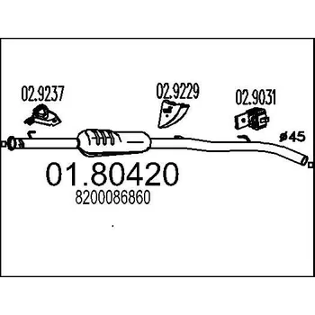 Tlumič výfuku Střední tlumič výfuku MTS 01.80420