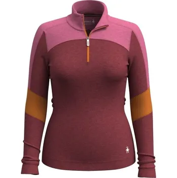 Oblečení a móda Dámské termo triko Smartwool CLASSIC THERMAL MERINO BL 1/4 ZIP S Vínová, Růžová, Oranžová