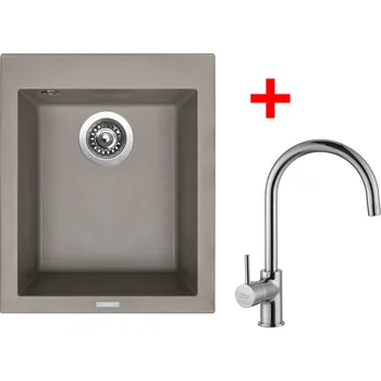 Granitový dřez Akční Sinks CUBE 410 Truffle + VITALIA