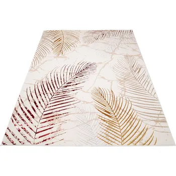 Koberec Moderní koberec Golden - listy 2 - krémový/zlatý Rozměr koberce: 80x150 cm