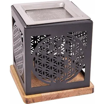 Aroma lampa Pícka kov a mangové dřevo Květina života výška cca 9,5 cm