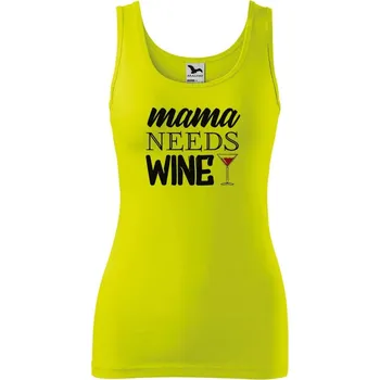 Dámské tričko DOBRÝ TRIKO Dámské tílko s potiskem Mama needs wine Velikost: L, Barva: Limetková