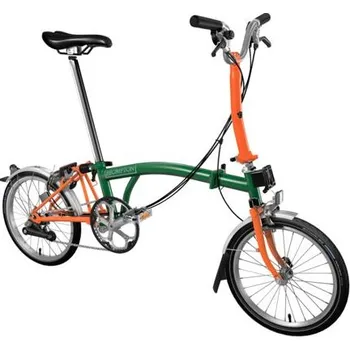 Skládací kolo Skládací kolo Brompton C Line dvoubarevné, Racing Green/Fire Coral typ řídítek M