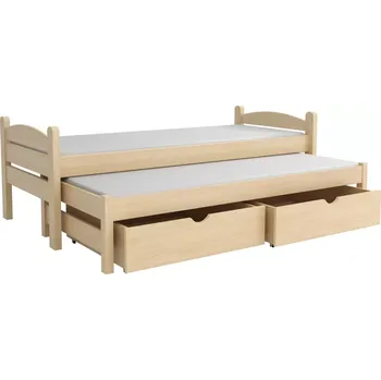 Postel VERCA 010 s výsuvným lůžkem borovice masiv 90x200 cm