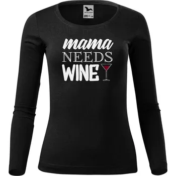 Dámské tričko DOBRÝ TRIKO Dámské triko Mama needs wine Velikost: 2XL, Barva: Černá