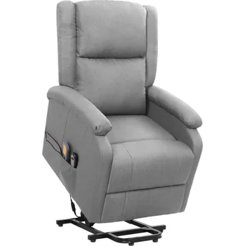 Křeslo vidaXL Zvedací masážní křeslo textil [329709] Barva: světle šedá