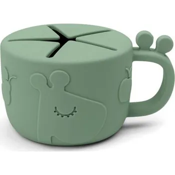 dětská jídelní sada DONE BY DEER Peekaboo svačinový hrneček Raffi zelená