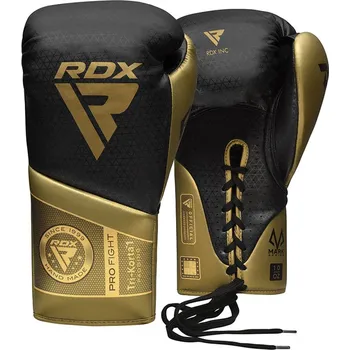 Boxerské rukavice RDX Profesionální šněrovací rukavice K1 Mark Pro Fight - černo/zlaté - BGMPFTK1G Velikosti: 10 oz
