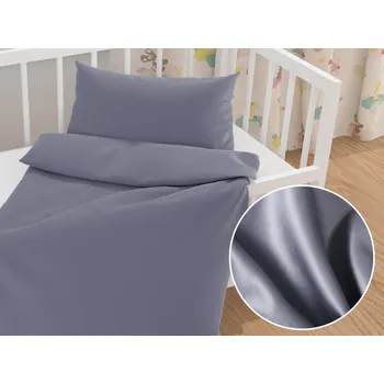 Povlečení Dětské saténové povlečení do postýlky ST-003 Modrošedé Do postýlky 90x120 a 40x60 cm
