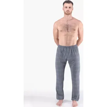 Pánské oblečení GINA pánské kalhoty dlouhé pyžamové pánské, šité, klasické, s potiskem Pyžama 2024 79185P tm. šedá brandy XXL