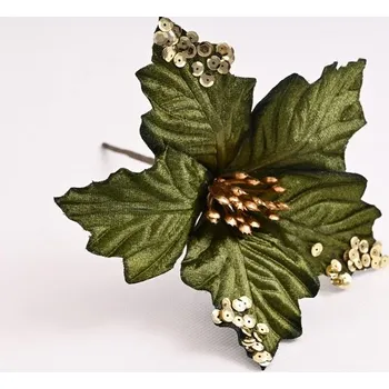 Vánoční dekorace Vánoční hvězda s flitrami 24 cm, zelená