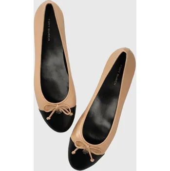 Dámské baleríny Kožené baleríny Tory Burch CAP-TOE BALLET béžová barva, 154513-200 154513.200 02X, EUR 40.5