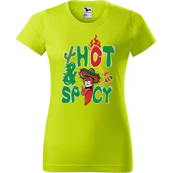 Dámské oblečení DOBRÝ TRIKO Dámské tričko s potiskem Chilli papričky Barva: Limetková, Velikost: XS