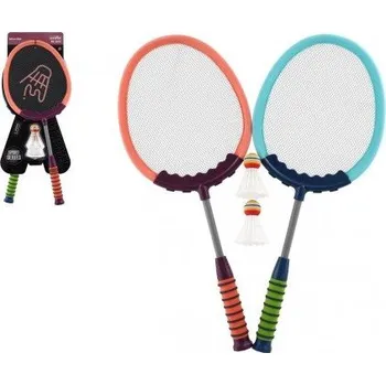 Badmintonová raketa Teddies Sada badminton 2 pálky plast/látka 60cm 2 ks míček/košíček na kartě