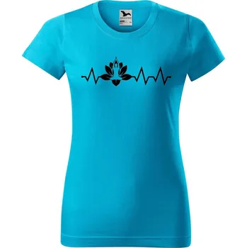 Dámské tričko DOBRÝ TRIKO Dámské tričko s potiskem Tep jóga Barva: Tyrkysová, Velikost: L