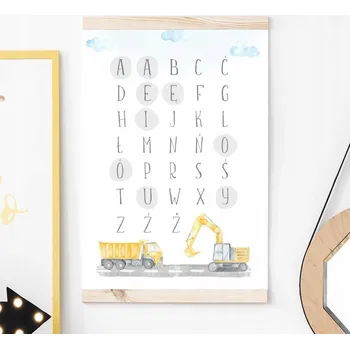 Plakát Plakát Abeceda se stavebními vozidly A3 (29,7 x 42 cm)