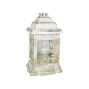 Svíčka Hřbitovní lampa s vkladem bílo zlatá růže 80g