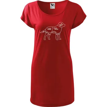 Dámské tričko DOBRÝ TRIKO Dámské tričko/šaty Kde drbat psa Velikost: S, Barva: Červená