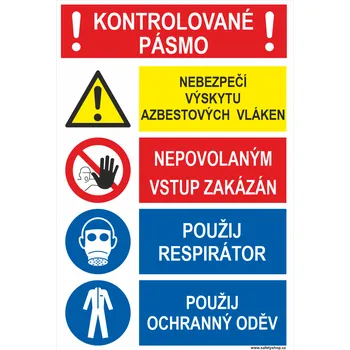 Kontrolované pásmo AZBEST samolepící vinylová fólie 300x200 mm