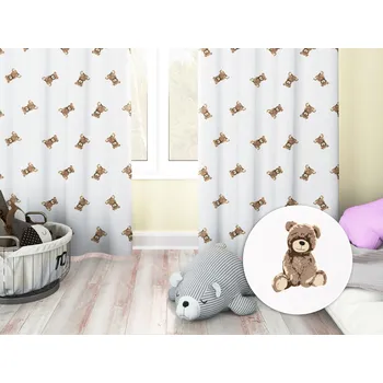 ubrus Dětský bavlněný závěs Sandra SA-531 Medvídci na bílém 150x140 cm