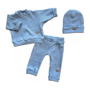 Kojenecká čepice Žebrovaná rostoucí 3D sada, bavlna, Lovely One, modrá, vel. 68/74; 68/74 (6-9m)