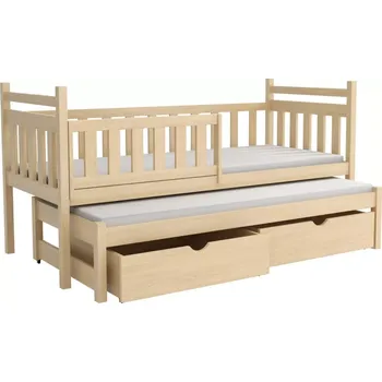 Postel VÍTEK 004 s výsuvným lůžkem borovice masiv 80x200 cm