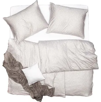Povlečení SCANquilt povlečení JERSEY puntíky béžovobílá 140 x 200/70 x 90 cm