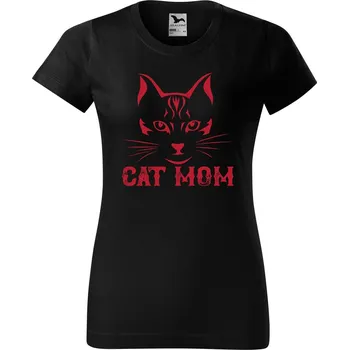 Dámské tričko DOBRÝ TRIKO Dámské tričko s potiskem Cat mom Barva: Černá, Velikost: 3XL