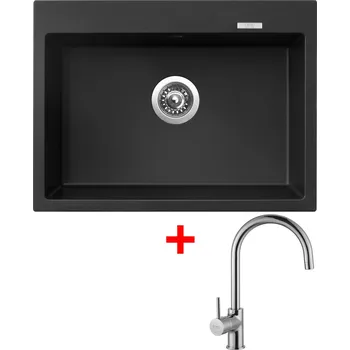 Granitový dřez Akční Sinks MAXIMO 680 Pureblack + VITALIA