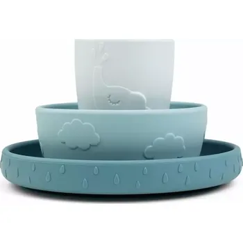 dětská jídelní sada DONE BY DEER jídelní set Stick and Stay Deer Friends modrá