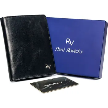 Peněženka Funkční, svislá pánská peněženka bez zapínání z přírodní kůže Barva: Černá