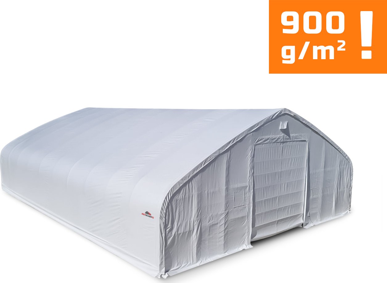 Plachtová hala šířka: 18,3 m, délka: 29,3 m, výška: 7,6 m, PVC 900 g/m2 bílá Expedice do 24 hodin