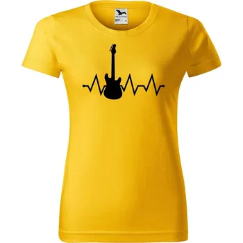 Dámské oblečení DOBRÝ TRIKO Dámské tričko s potiskem Tep kytara Barva: Žlutá, Velikost: 2XL