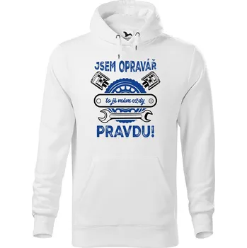 Pánská mikina DOBRÝ TRIKO Pánská mikina s potiskem Opravář má vždy pravdu Velikost pánské mikiny: 2XL, Barva: Bílá