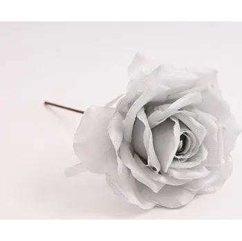 umělá květina Růže zápich 21 cm, stříbrná