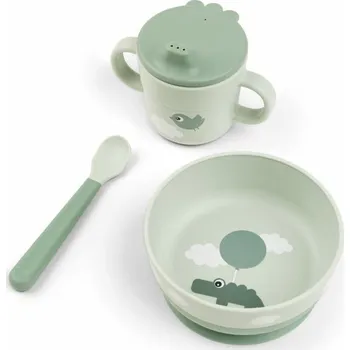 dětská jídelní sada DONE BY DEER první jídelní set Foodie Happy Clouds zelená