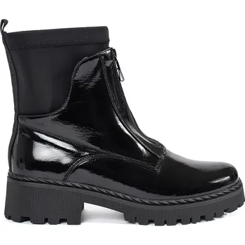 Dámské kozačky Lakované dámské černé kotníkové boty se zipem GD-HF267A-B Velikost: 38